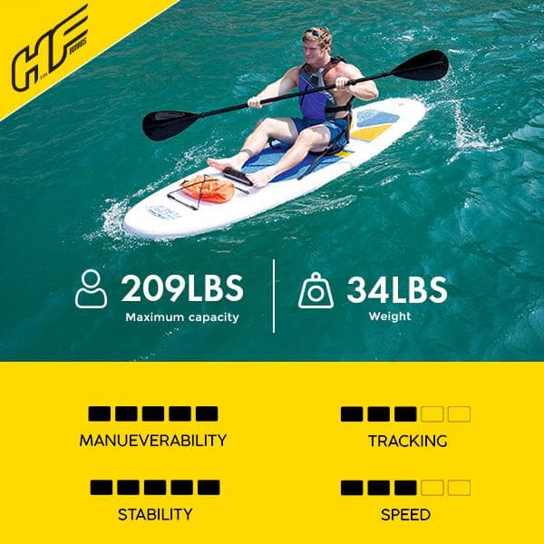 Hydro-Force White Cap 10 ft. Inflatable Stand Up Paddle Board SUP and Kayak, White