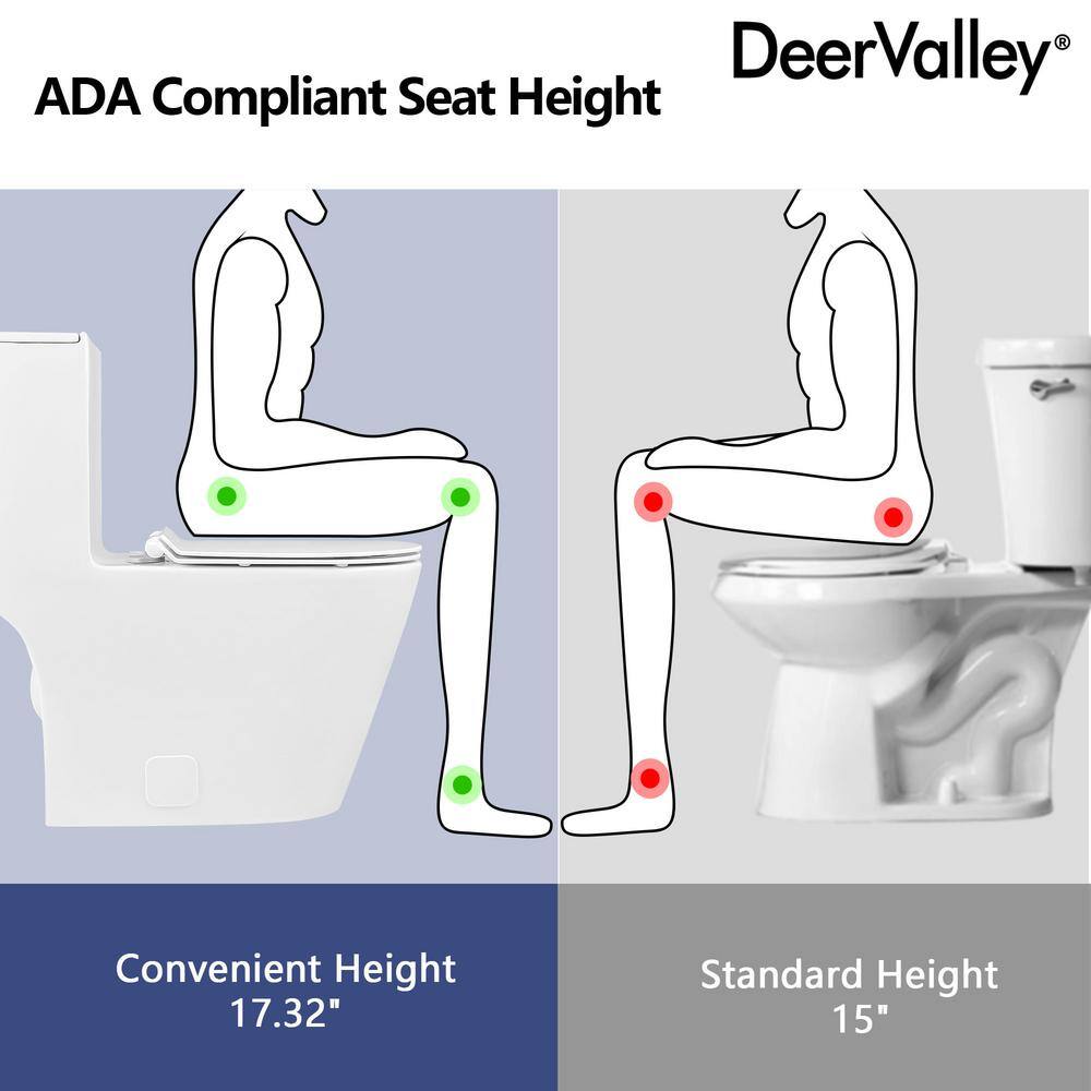 White Ceramic Elongated Dual Flush Toilet with ADA Seat Height