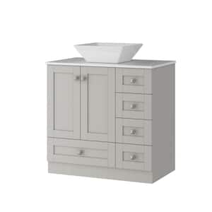 30 in. W. x 18.1 in. D x 33.9 in. H Gray Wooden Ready to Assemble Cabinet Floor Bath Vanity with 5-Drawers and 1-Shelf