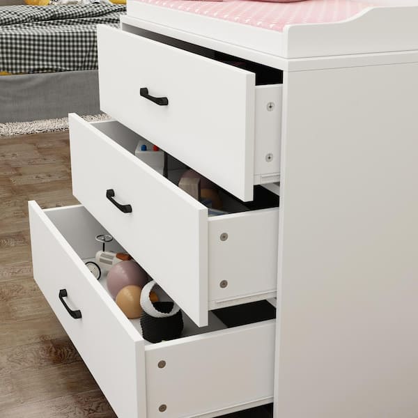 HOMESTOCK 3 Drawer Dresser, Dressers for Bedroom, Kids Dresser with Wheels, Storage  Shelves with Drawers, Small Dresser 85585W - The Home Depot