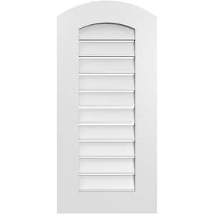 16 in. x 32 in. Arch Top Surface Mount PVC Gable Vent: Decorative with Standard Frame