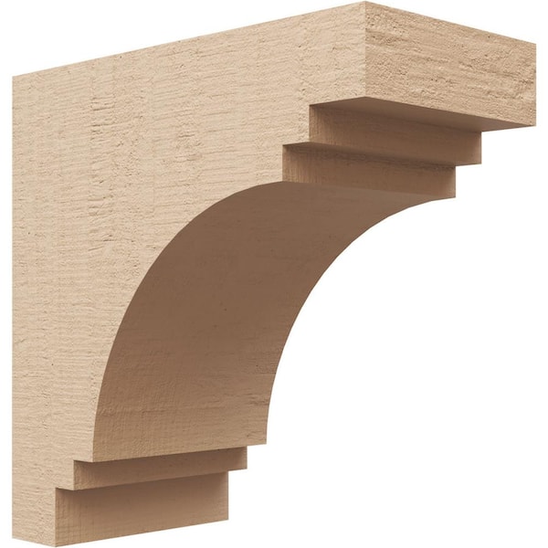Ekena Millwork Classic Series 1 7 in. x 14 in. x 14 in. Pescadero Rough Cedar Woodgrain Timberthane Polyurethane Corbel in Primed Tan