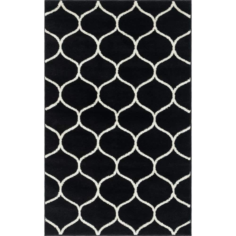 Trellis Frieze Rounded Black 3 ft. 3 in. x 5 ft. 3 in. Area Rug price history on PriceWatchPro