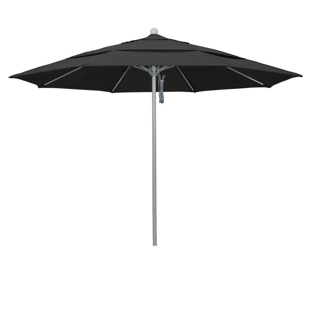 California Umbrella 11 ft. Gray Woodgrain Aluminum Commercial Market