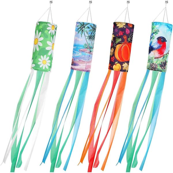 4-Pack Seasonal Wind Sock Spring Summer Fall Winter Outdoor Hanging Decor
