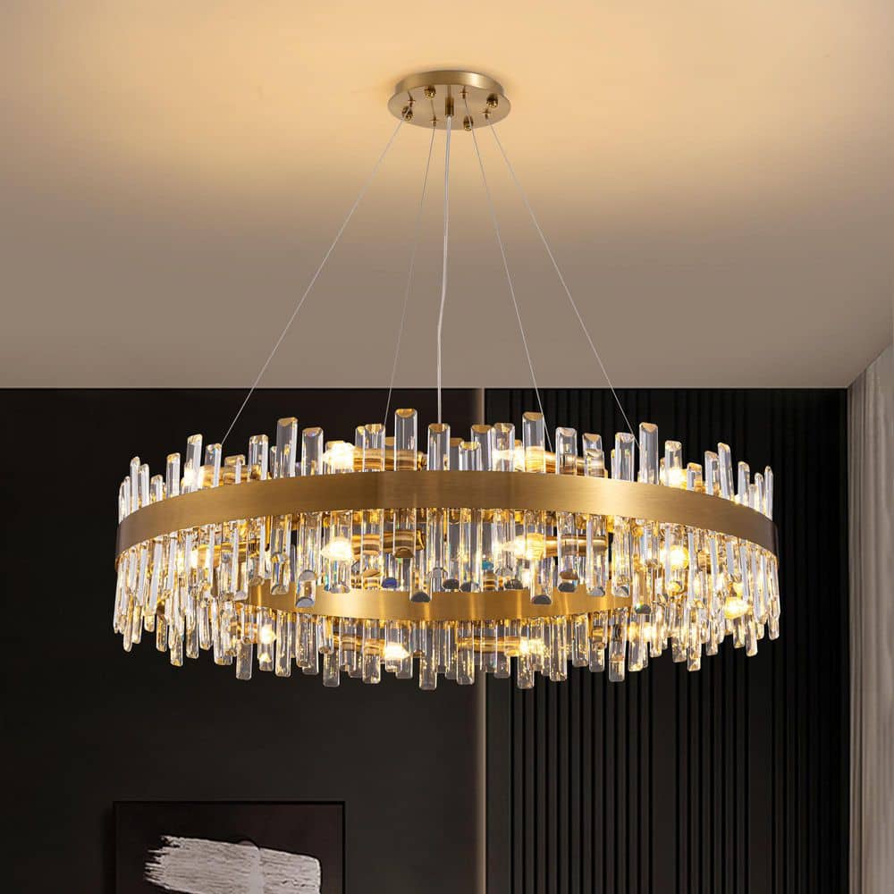 39.4 in. Modern 24-Light Gold Round Crystal Chandelier for Kitchen Island Dinning Table Living Room price history on PriceWatchPro