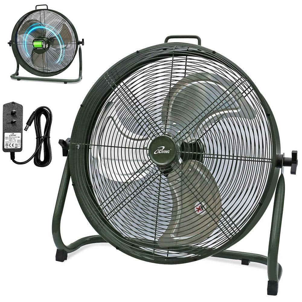 iLIVING 18 in. Rechargeable Battery-Operated Camping Floor Fan, High ...