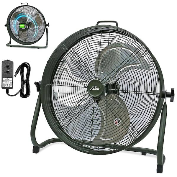 iLIVING ILG8RX18 18 Rechargeable Battery Operated Camping Floor Fan High Velocity Portable Outdoor Fan with Metal Blade with Built in Lithium