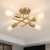 TOZING 16 in. 4-Light Modern Sputnik Gold Ceiling Light