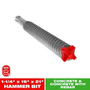 1-1/4 in. x 16 in. x 21 in. Rebar Demon SDS-Max 4-Cutter Full Carbide Head Hammer Drill Bit