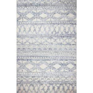Janie Ivory/Blue 4 ft. x 6 ft. (3 ft. 6 in. x 5 ft. 6 in.) Geometric Transitional Accent Rug
