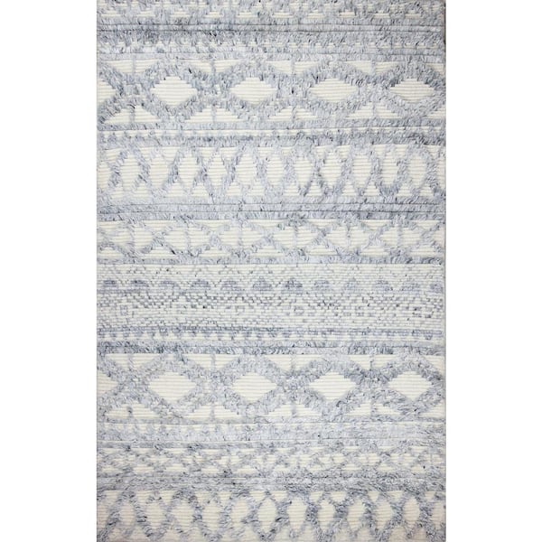 BASHIAN Janie Ivory/Blue 8 ft. x 10 ft. (7 ft. 6 in. x 9 ft. 6 in.) Geometric Transitional Area Rug