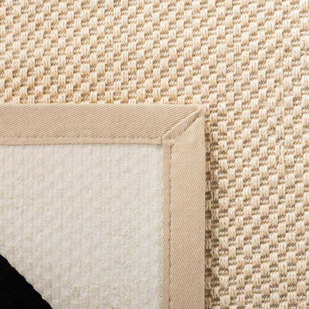 Ivory and Light Beige 4' Square Hand-Knotted Sisal Rug