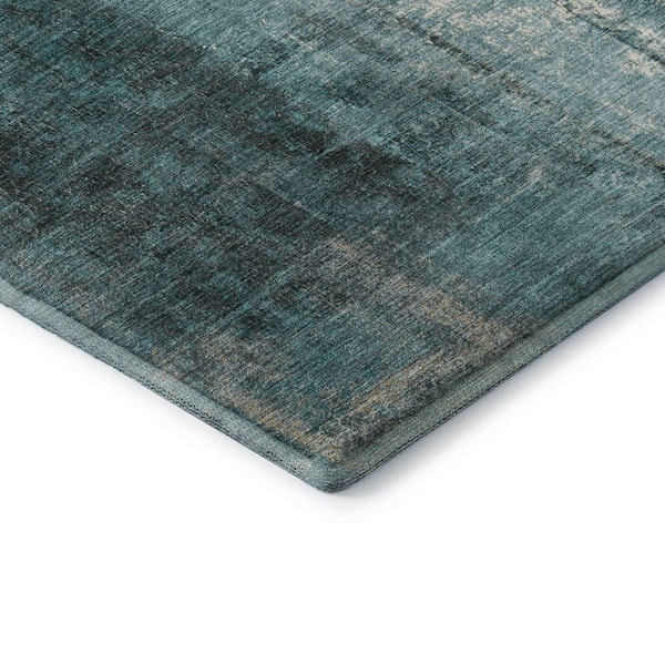Mayfield Premium Machine Washable Abstract AMF1980 Teal 2 ft. x 3 ft. Accent Rug