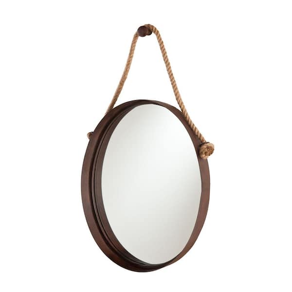Southern Enterprises Medium Oval Rich, Rustic Round Mirror With Rope