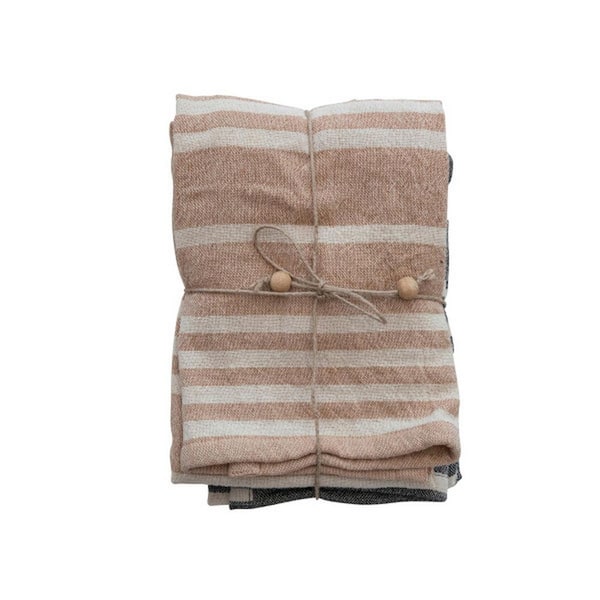 Storied Home Multicolor Striped Cotton Double Cloth Tea Towels (Set of 2)