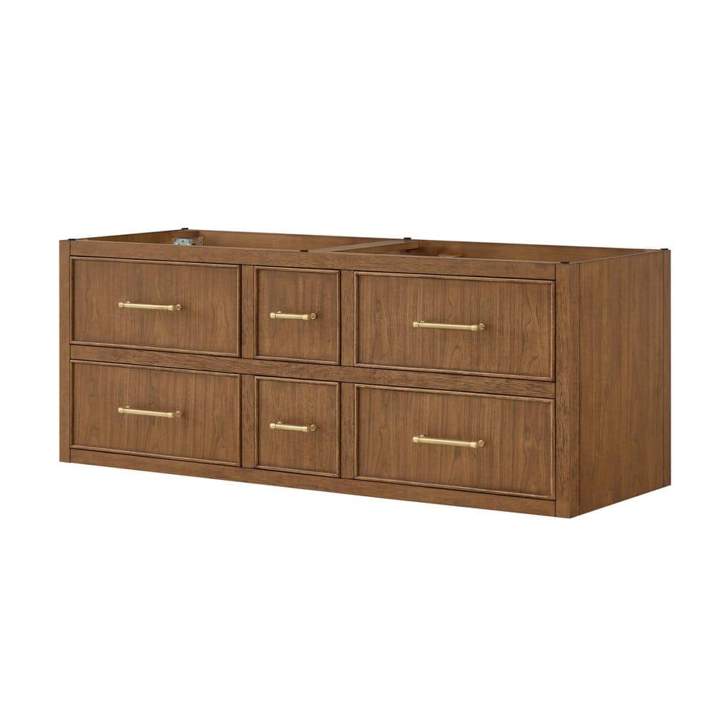 Isola WM 59 in. Wall-Mounted Bath Vanity Cabinet without Top in Toasted Walnut with Satin Bronze Trim price history on PriceWatchPro