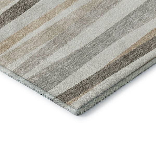 Mayfield Premium Machine Washable Abstract AMF997 Ivory 2 ft. 3 in. x 7 ft. 6 in. Runner Rug