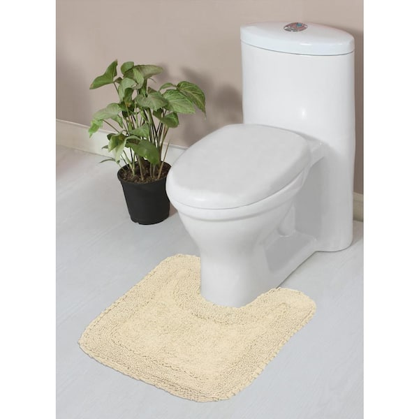 HOME WEAVERS INC Radiant Collection 100% Cotton Bath Rug Set, Machine Wash, 20x20 in. Contour, Ivory