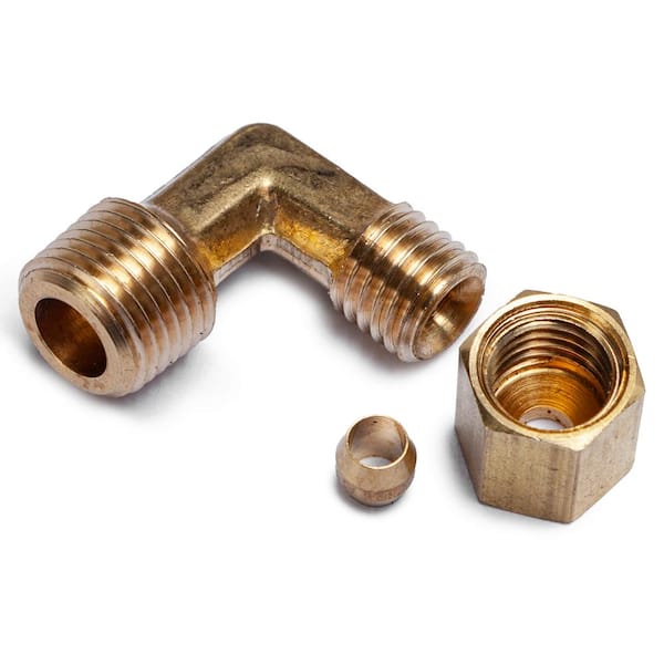 LTWFITTING 1/8 in. O.D. x 1/8 in. MIP Brass Compression 90-Degree Elbow  Fitting (5-Pack) HF692205 - The Home Depot