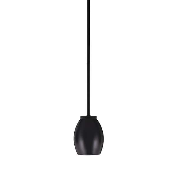 Unbranded Elonia 100-Watt 1 Light Matte Black Stem Mini Pendant Light with 5 in. Matte Black Oval Metal Shade