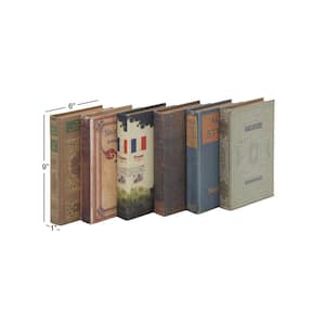 Rectangle Wood Faux Book Box with Varying Covers (Set of 6)