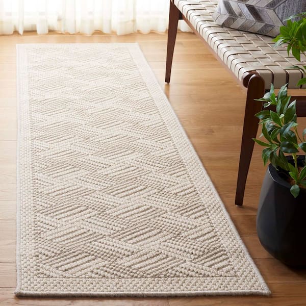 Palm Beach 2 ft. x 8 ft. Ivory Modern Diamond Runner Rug
