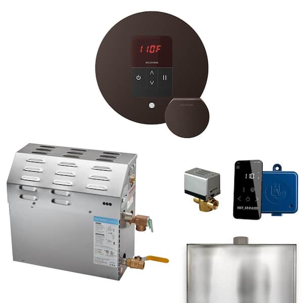 Mr. Steam MS 15 kW (15000 W) Steam Shower Generator Package with round iTempo Control in Oil-Rubbed Bronze and Accessories