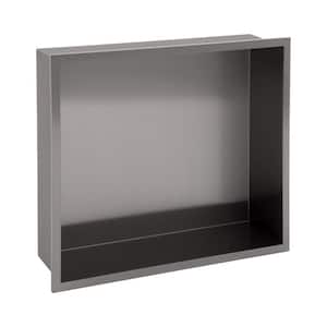 14 in. W x 4 in. H x 12 in. D Stainless Steel Shower Niche Set of 1 Piece in Matte Black Single Shelf Organizer Storage
