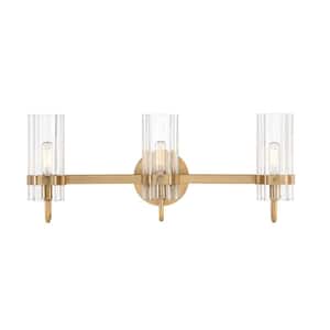 Brook 31 in. 4-Light Brass Vanity Light with Clear Glass Shade