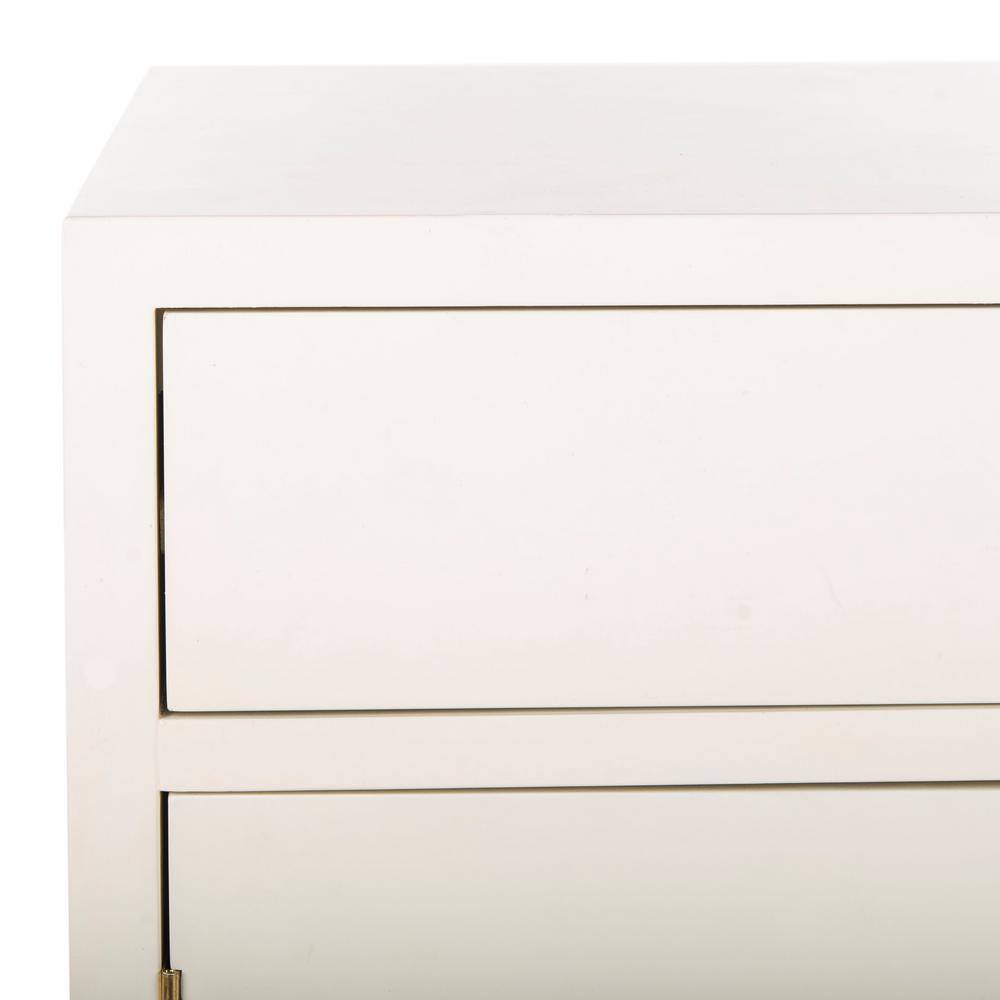 White and Brass Mid-Century 2-Door 1-Drawer Chest