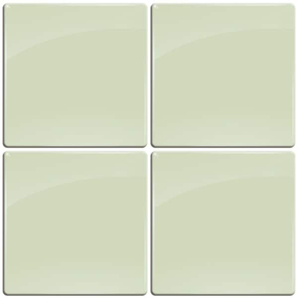 smart tiles 3-11/16 in. x 3-11/16 in. Green Lichen Gel Tile Decorative Wall Tile (4-Pack)-DISCONTINUED
