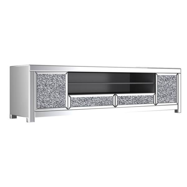 20 in. Silver TV Stand Entertainment Center Fits TV's up to 71 in.