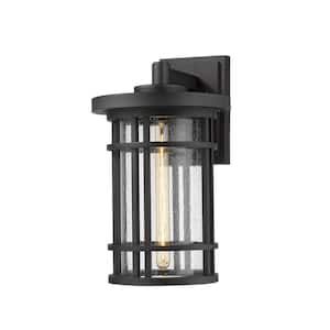 Jordan Black Outdoor Hardwired Lantern Wall Sconce with No Bulbs Included