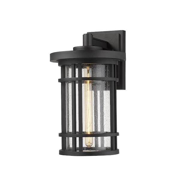 Unbranded Jordan Black Outdoor Hardwired Lantern Wall Sconce with No Bulbs Included