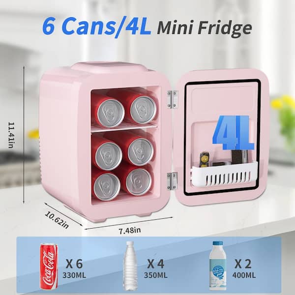 0.14 cu. ft. Mini Refrigerator in Pink with Warming and Cooling Function, Suitable for Office Dorm Bedroom Car