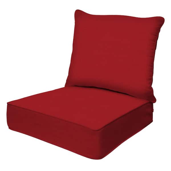 Honeycomb Outdoor Deep Seating Lounge Chair Cushion Textured Solid Scarlet Red