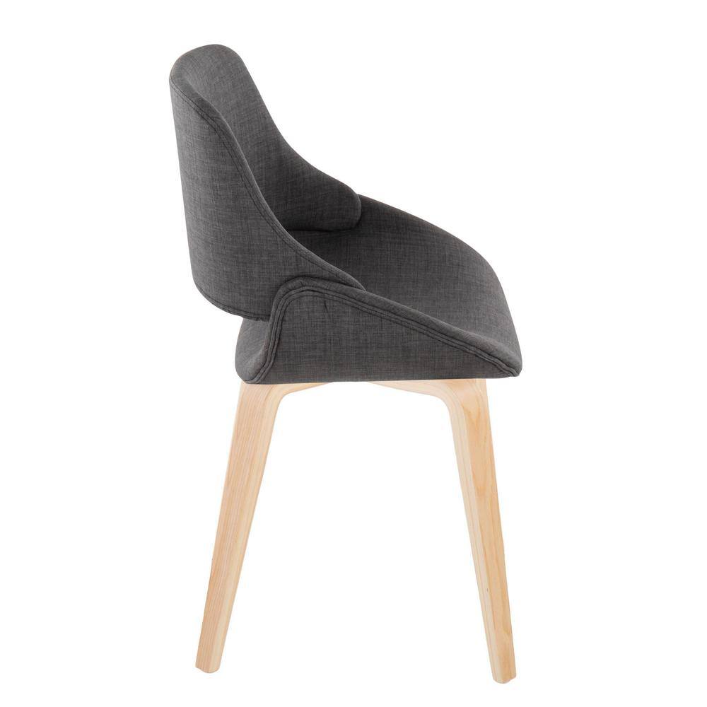 Charcoal Faux Leather Upholstered Side Chair with Natural Wood Legs