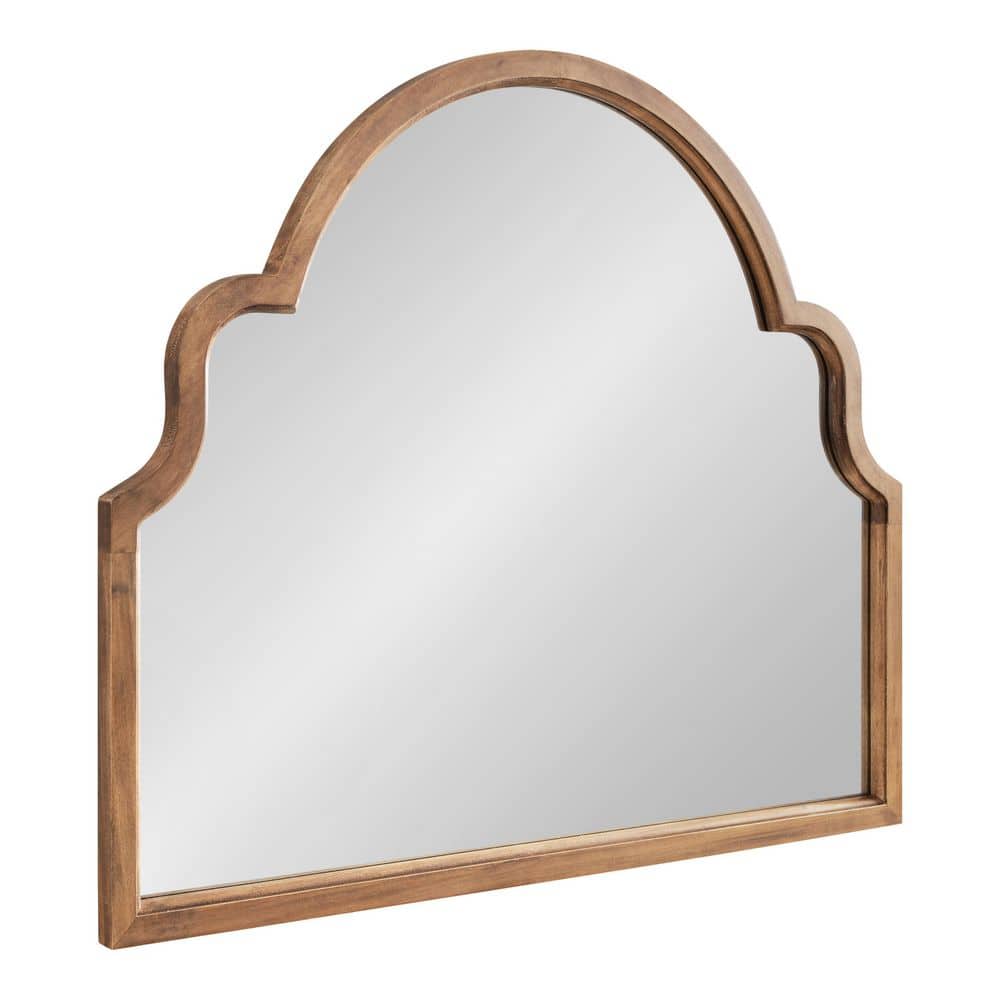 Kate and Laurel Hogan 36.00 in. W x 30.00 in. H Wood Rustic Brown Arch  Framed Decorative Mirror 222917 The Home Depot