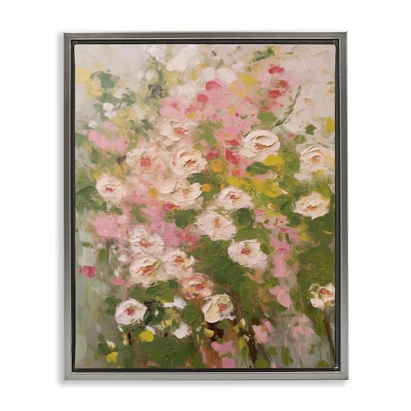 Stupell Industries Vintage Spring Floral Abstraction by LSR Design Studio Gray Floater Frame Nature Graphic Art Print 31 in. x 25 in.