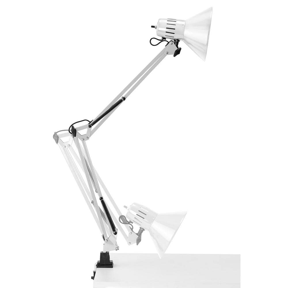 ErgoFlex White Metal 36" Swing Arm LED Desk Lamp with Clamp