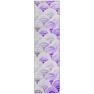 Surfside Purple 2 ft. 3 in. x 7 ft. 6 in. Geometric Indoor/Outdoor Area Rug
