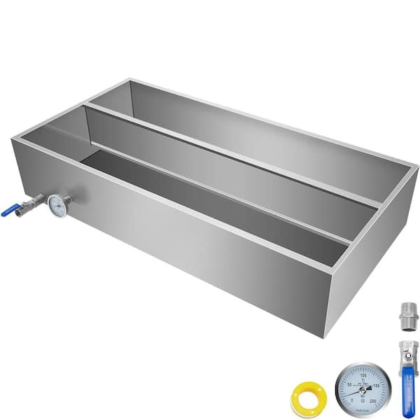 SVOPES Maple Syrup Evaporator Pan 48 in. x 24 in. x 9.4 in. Stainless Steel with Valve, Thermometer and Divided Design