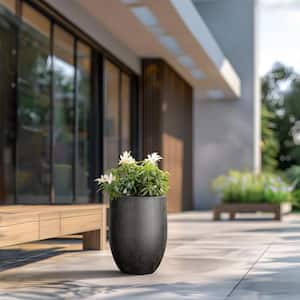 Lightweight 16in. x 22in. Bronzed Black Extra Large Tall Round Concrete Plant Pot / Planter for Indoor and Outdoor