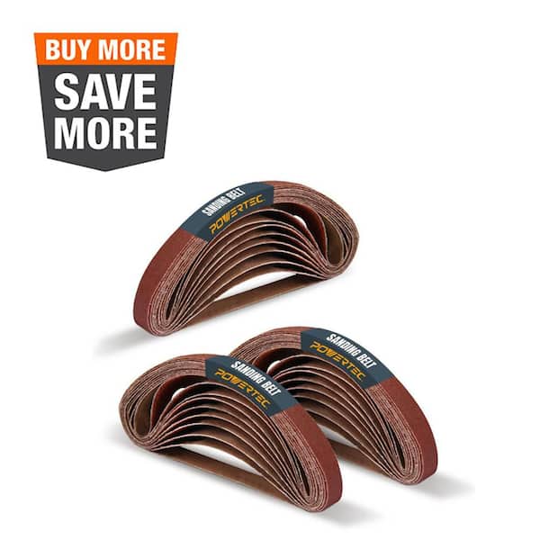 1/2 in. x 18 in. 60/80/180-Grit Aluminum Oxide Sanding Belts (60-Pack)
