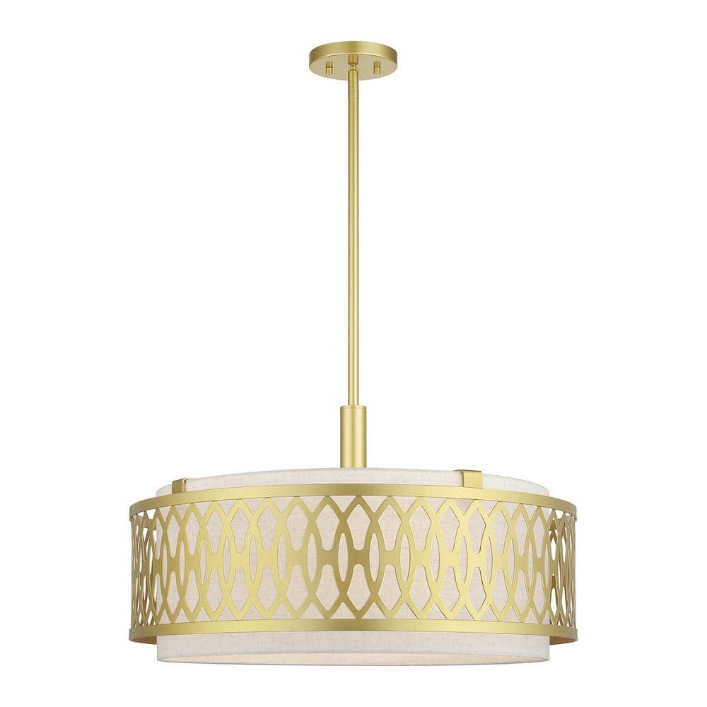 Vistaview 5-Light Soft Gold Chandelier with Oatmeal Fabric Shade price history on PriceWatchPro