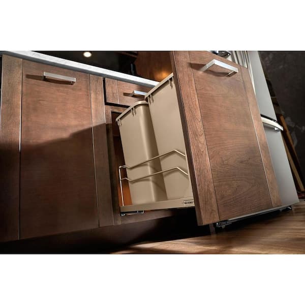 Rev A Shelf 53WC-1835SCDM-212 35 qt. Double Soft-Close Pull-Out Waste Container Champagne