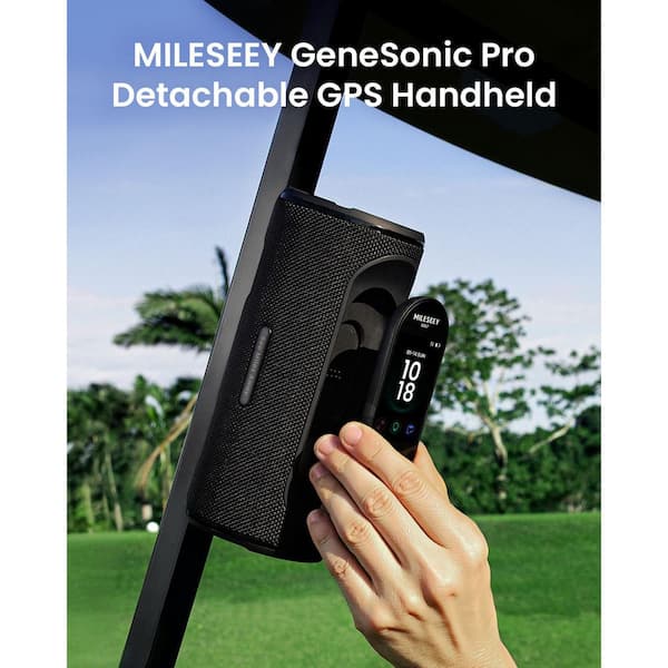 GeneSonic Pro 2-in-1 Magnetic Golf Speaker, Detachable GPS Rangefinder, 3-in Touchscreen, 43k+ Courses, No Subscription