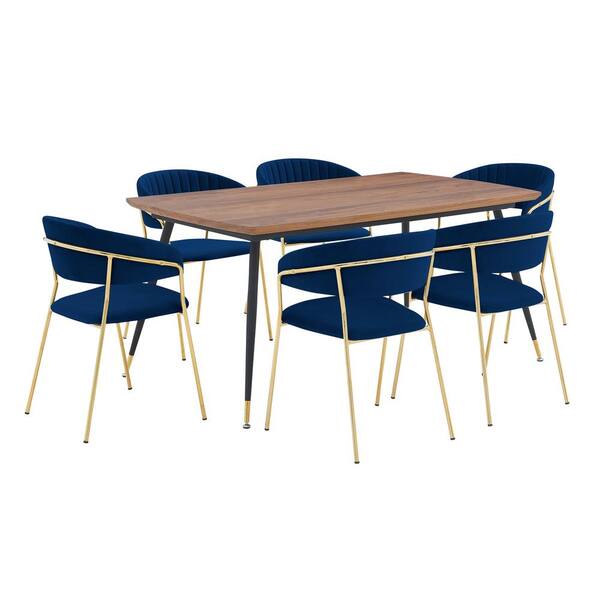 Armen Living Messina and Nara 7-Piece Rectangular Dining Set