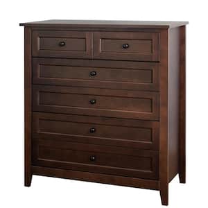 37.80 in. W x 17.72 in. D x 42.56 in. H Brown Wood Linen Cabinet Spray-Painted Drawer Dresser Lockers Retro Round Handle